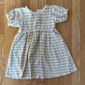Charming Striped Kids Dress in Cream and Gray